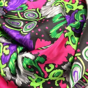 3 1/2 Yards Bright Silky Fabric Material Retro Vibe